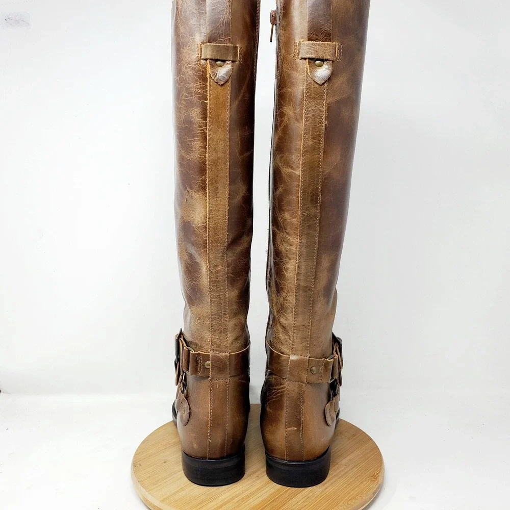 Matisse Coconuts Boots‎ Womens 8.5 Britain Brown Leather Riding Belted Shoes